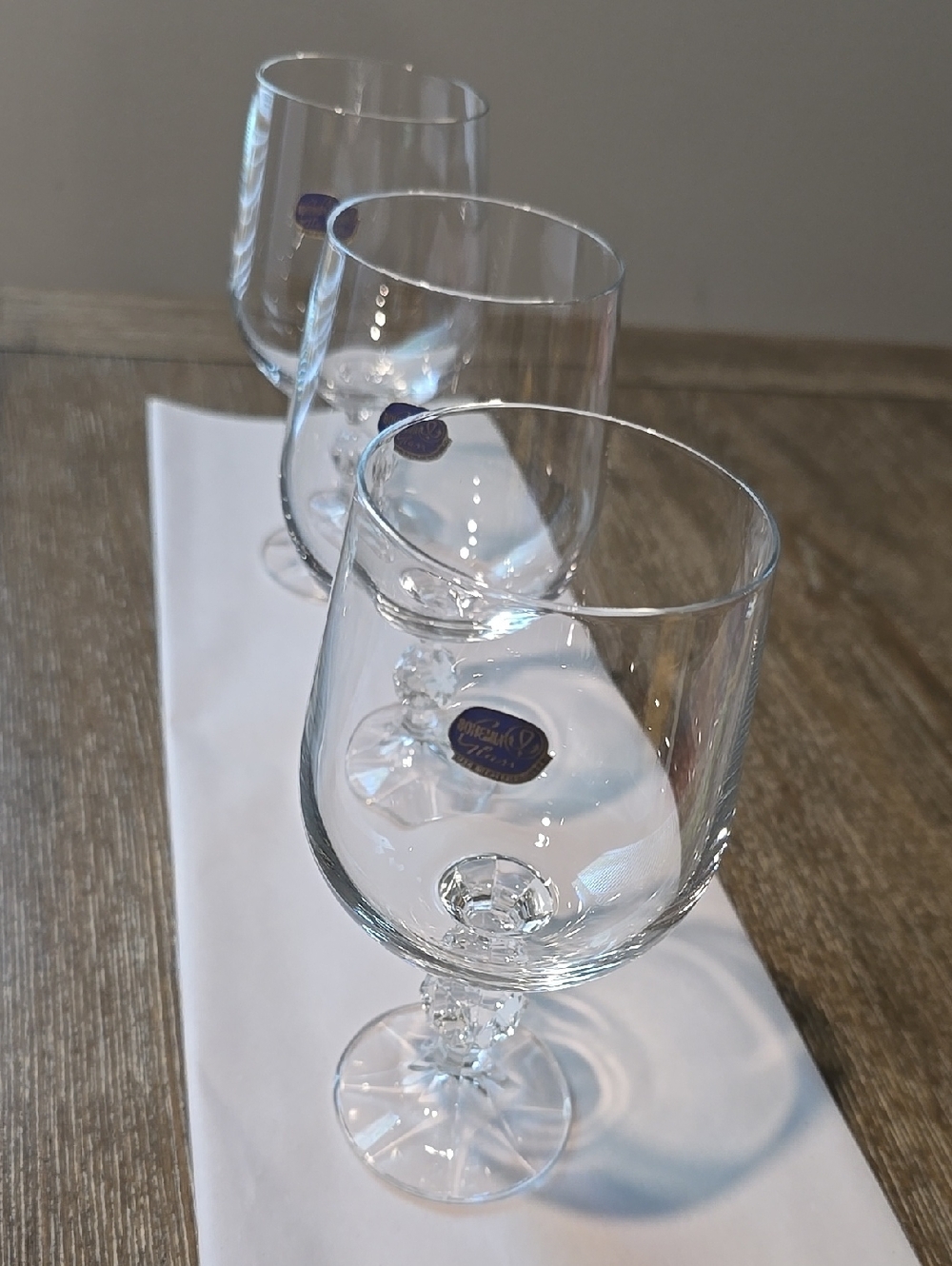 Czech Bohemian Claudia Crystal Wine Glasses Set Of 3 11oz